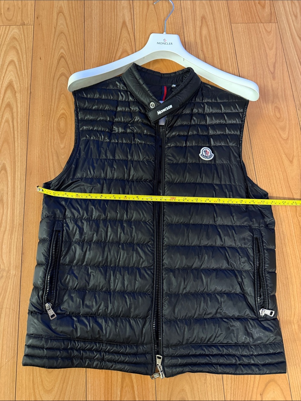 Moncler Black Quilted Puffer Vest with Logo Patch